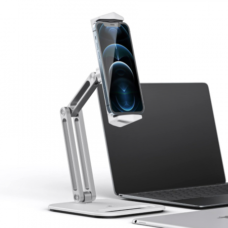 Suport tabletă, iPad, monitor, profesional, unghi reglabil, pliabil, aluminiu, argintiu, obralix® [6]