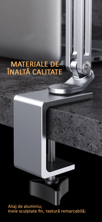 Suport tabletă, iPad, monitor, unghi reglabil, H20-60 cm, aluminiu, argintiu, obralix® [4]