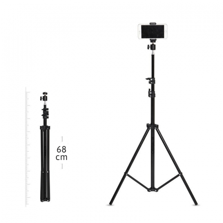 Trepied Foto Telescopic, Pentru Telefon/Cameră Foto, Telecomandă Bluetooth, H68-210cm, Husa, Aluminiu, obralix® [5]