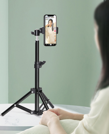 Trepied Foto Telescopic, Pentru Telefon/Cameră Foto, Telecomandă Bluetooth, H68-210cm, Husa, Aluminiu, obralix® [1]