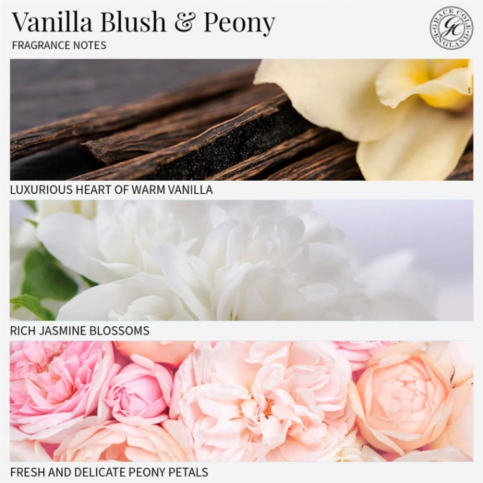 Bețișoare parfumate Grace Cole Vanilla Blush and Peony, 80 zile, 200ml [2]