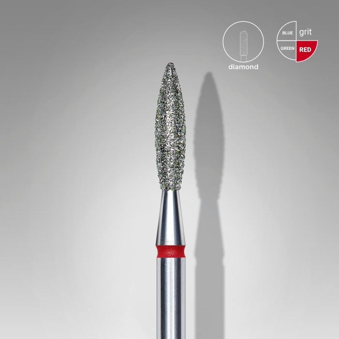 Capăt freză diamant STALEKS EXPERT FA10R023/10, flacără roșie, Ø2,3 mm [2]