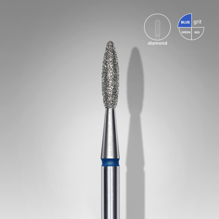 Capăt freză Diamant, STALEKS EXPERT, flacără, albastru, L-8,0 mm, Ø2,1 mm, FA10B021/8 [2]