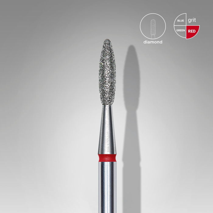Capăt freză diamant STALEKS EXPERT FA10R021/8, flacără roșie, Ø2,1 mm [2]