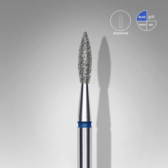 Capăt freză diamant STALEKS FA11B021/8, flacără ascuțită albastră [2]