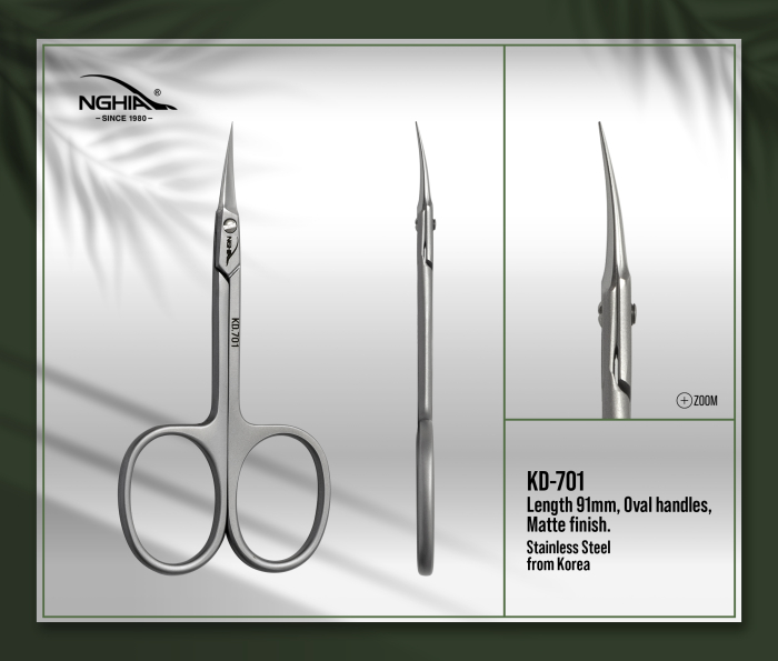 Forfecuță profesională cuticule Nghia KD-701, 91 mm, oțel inoxidabil premium, finisaj mat [1]
