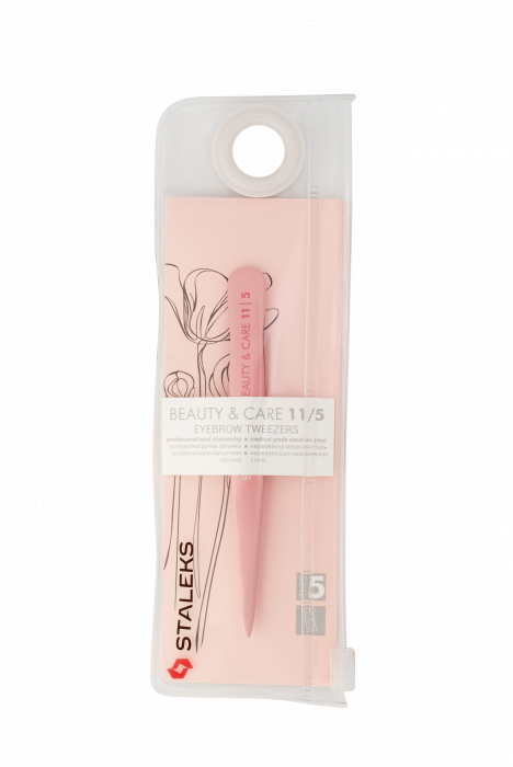 Penseta pentru sprancene ascutita Staleks Beauty & Care, roz TBC 11/5 [4]