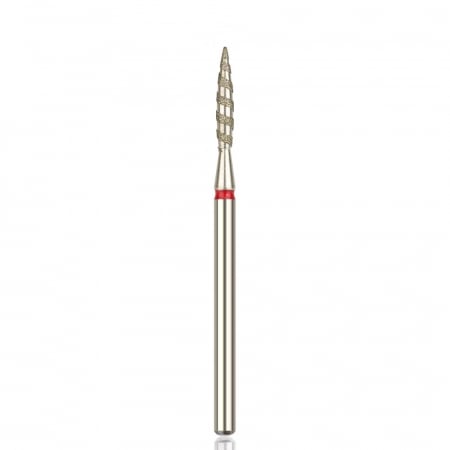 Diamant - Cap freza diamant, Head, flacara ascutita TORNADO, rosu, L-12,0 mm, Ø 2,1mm