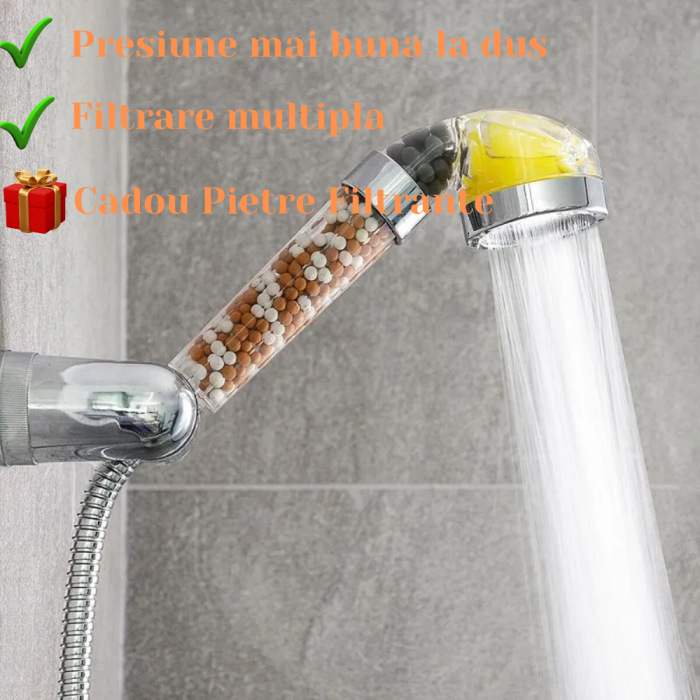 Cap de Dus Premium, Para Dus cu Vitamina C, Filtru Ionic si Granule Minerale|3 Nivele de Filtrare a Apei|Functii Anti Calcar, de Economisire si Crestere al Presiunii Apei|Difuzor Inox, Usor de Instalat [4]