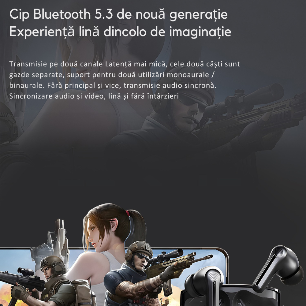 Casti Wireless Model VR06, Carcasa Ecran LCD Full HD 1.9 Inch cu 10 Functii Diferite|BT 5.3, Sunet 360° Stereo HD, Functii ANC si ENC , Difuzor 14mm, Tehnologie 6 Core| Baterie 24h Long Life, Negru [8]