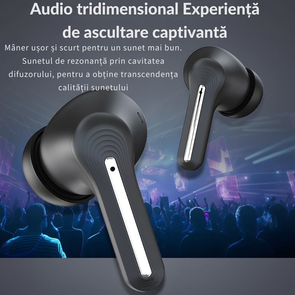 Casti Wireless Model VR06, Carcasa Ecran LCD Full HD 1.9 Inch cu 10 Functii Diferite|BT 5.3, Sunet 360° Stereo HD, Functii ANC si ENC , Difuzor 14mm, Tehnologie 6 Core| Baterie 24h Long Life, Negru [7]