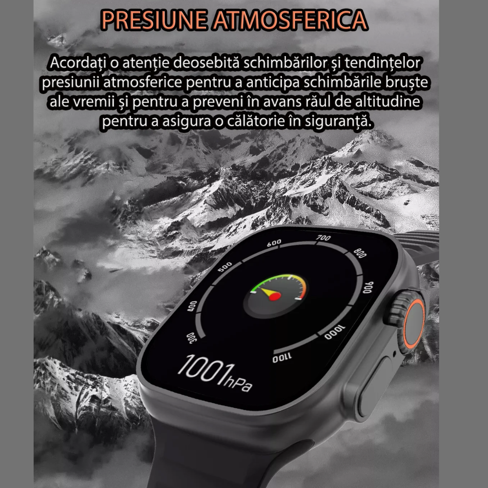 Ceas Inteligent SmartWatch 2.22 inch, +Cadou Casti WIFI + Extra curea, Apel Bluetooth, Incarcator Wireless, metal, Notificari Apel si Retele Sociale, Oximetru, Ritm Cardiac, Termometru, Monitorizare [7]