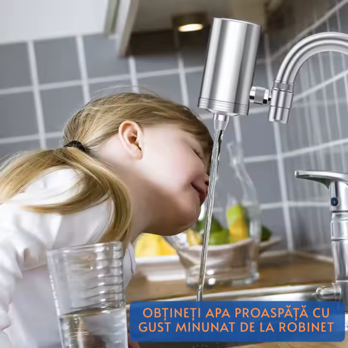 Filtru Profesional Purificare Apa la Robinet, Bucatarie sau Baie in 5 Stagii Filtrare, Carbune Activ, Indeparteaza Clorul, Metalele Grele, Rugina, Sedimentele, Materia Organica, Rotire 360 grade INOX [1]