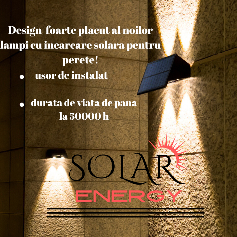 Lampa Solara cu 2 LEDURI Puternice|Rezistenta Umiditate, Lumina LED Sus si Jos, Luminozitate Ridicata 43LM, Timp de lucru 7-10h, Senzor Lumina, Senzor miscare, Durata de viata peste 50000 h|ABS si PC, [5]