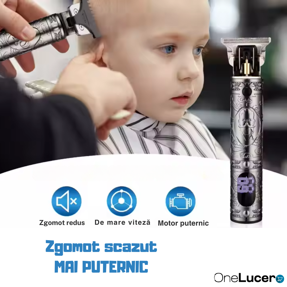 Pachet PROMO 1+1 Trimer Profesional Contur si Detalii cu Lame Titan, Rezistenta la Apa, Autonomie Mare, Capacitate Acumulator LCD 1500 mAh, Auriu, Motor 10W 6500-7000 RPM, Silentios [4]