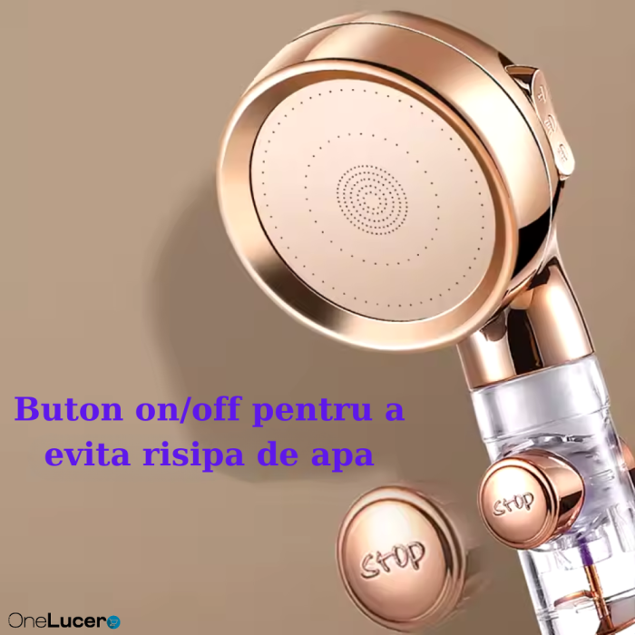 Para de Dus Inteligenta |Filtru Ionic, Trei Moduri ale Jetului si Buton ON/OFF Pentru Economisirea Apei, Functie Turbo, Creste Presiunea Apei|ABS, Maro [5]