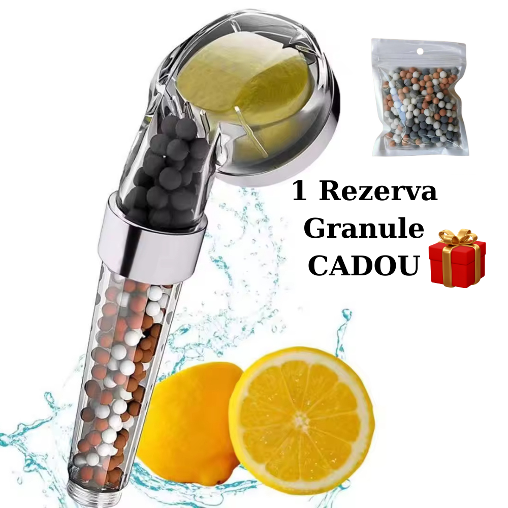 Para de Dus OneLucero® cu Vitamina C, Filtru Ionic si Granule Minerale|3 Nivele de Filtrare a Apei|Functii Anti Calcar, de Economisire si Crestere al Presiunii Apei|Difuzor Inox, Usor de Instalat [1]