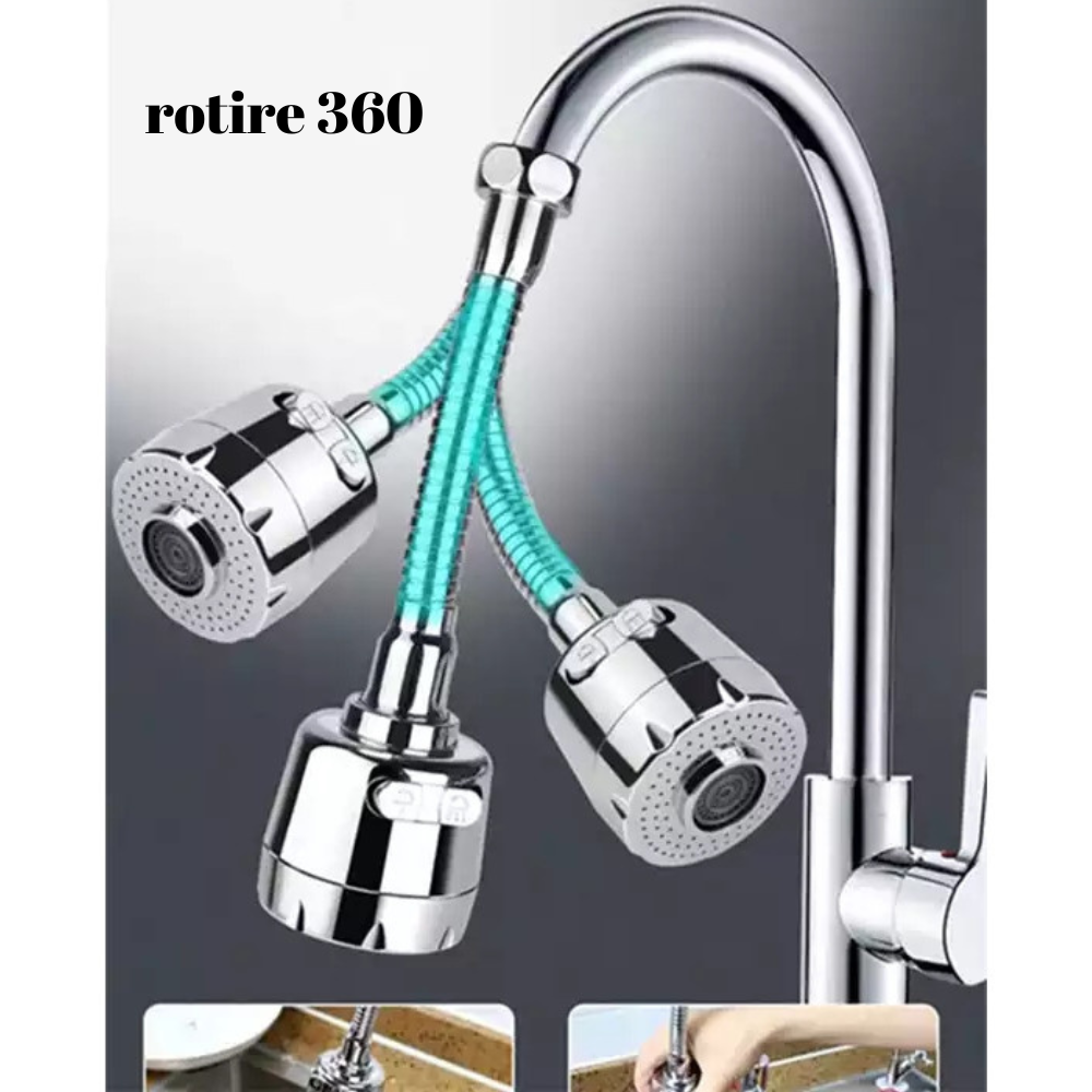 Prelungitor Baterie Chiuveta OneLucero®|3 Moduri ale Jetului de Apa, Functie Economisire apa, Flexibilitate 360°, 17 cm lungime|Potrivire pe Majoritatea Bateriilor din Piata, Instalare Usoara, Cromat [3]