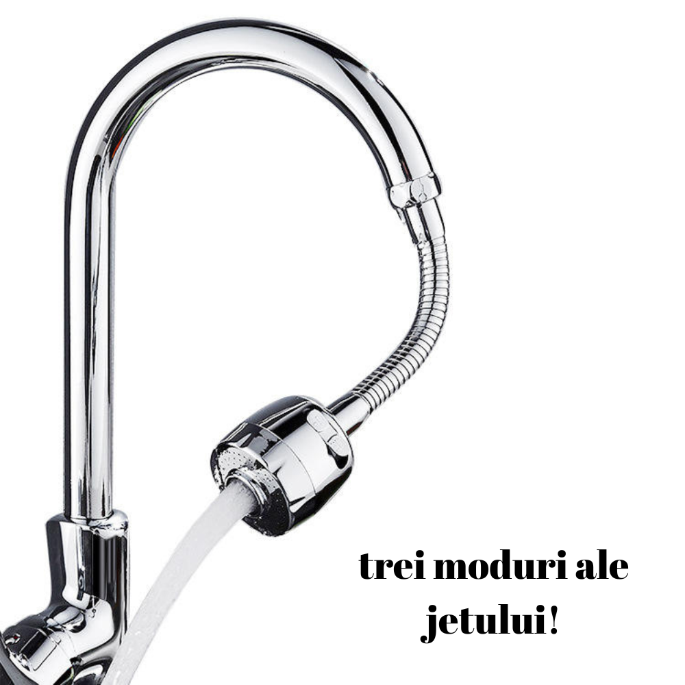 Prelungitor Baterie Chiuveta OneLucero®|3 Moduri ale Jetului de Apa, Functie Economisire apa, Flexibilitate 360°, 17 cm lungime|Potrivire pe Majoritatea Bateriilor din Piata, Instalare Usoara, Cromat [2]
