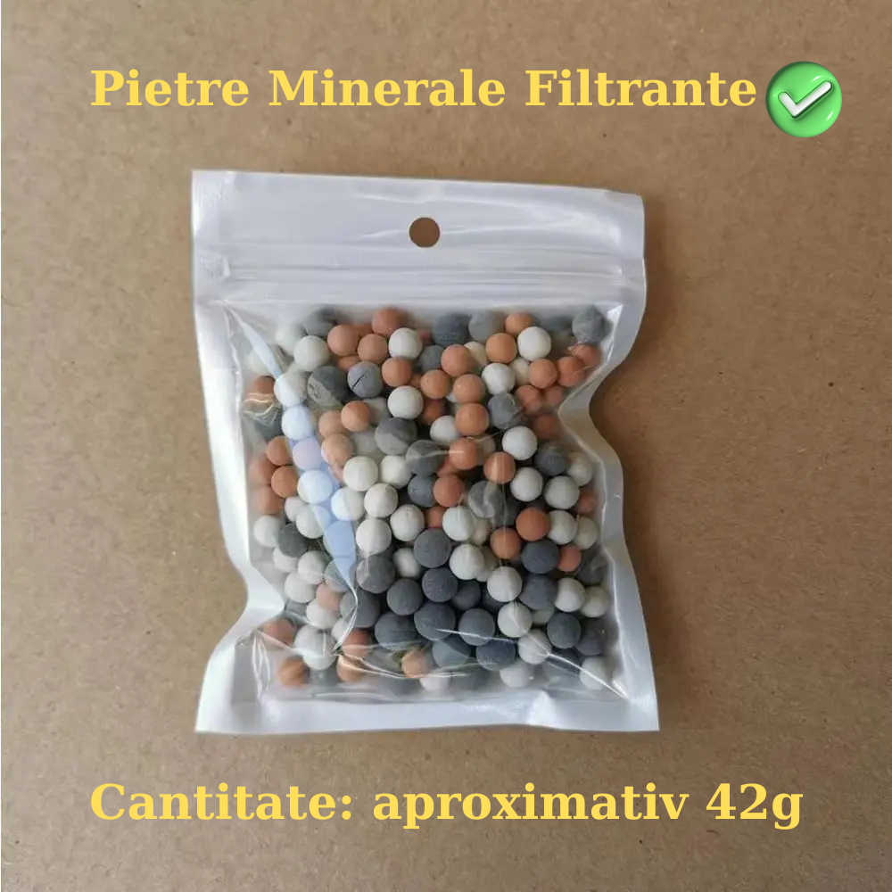 Set Granule Minerale Filtrante Format din 3 Tipuri de Pietre| Filtrare si Dedurizare Apa, Potrivire cu Para de Dus OneLucero®|Carbon Activ, Alb Portocaliu si Negru Mat [2]