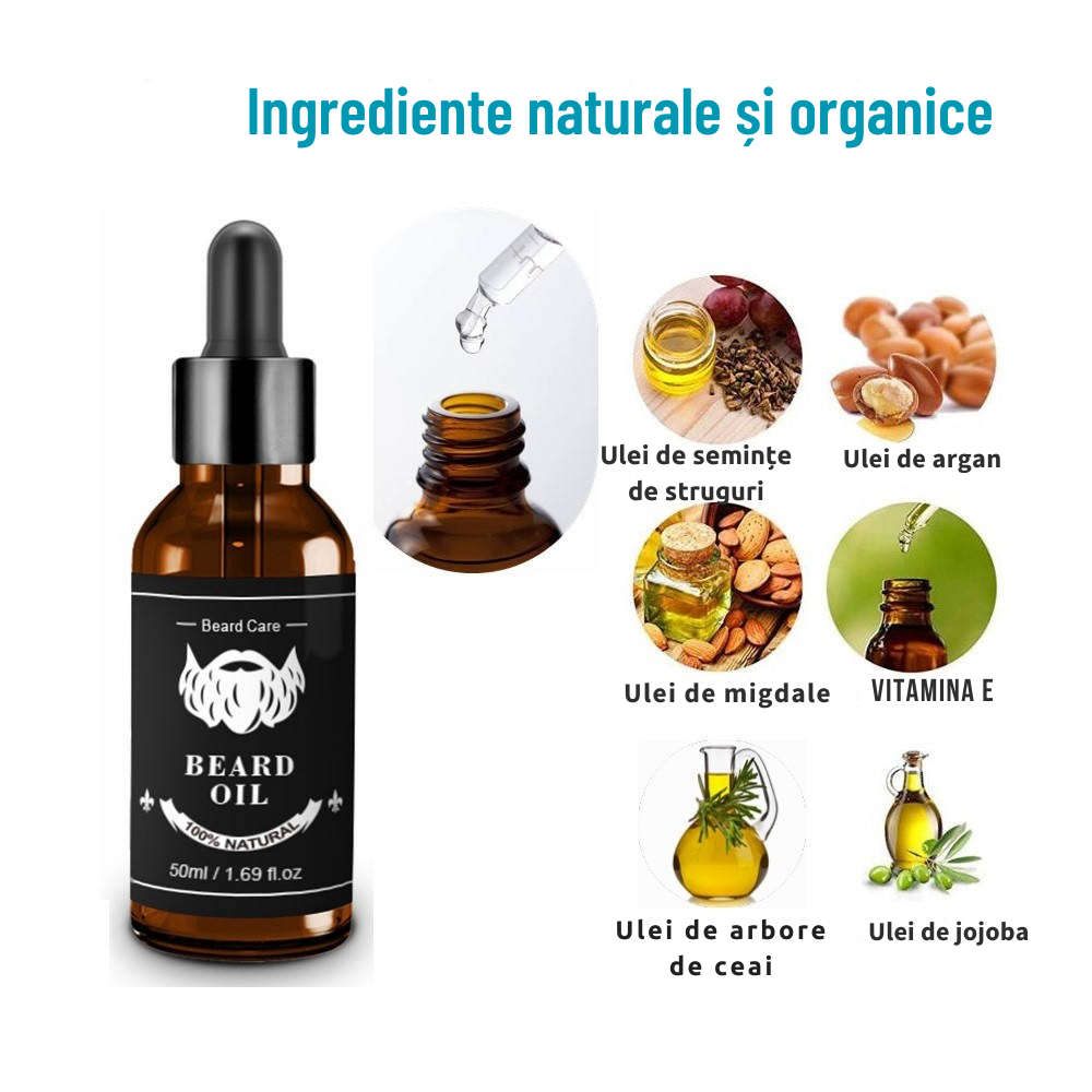 Ulei Barba Premium 30ML pentru Ingrijirea si Stimularea Cresterii Firului de Par si Previne Caderea, Tratament 1 Luna, Ingrediente Extracte Naturale [2]