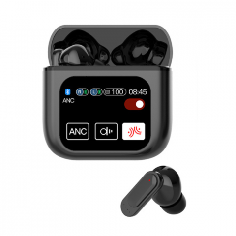 Casti wireless - Casti Wireless Model SE-60, Carcasa cu Ecran Full LED Touch HD 1.9 Inch, BT 5.4, Sunet Panoramic 9D, Functii ANC si ENC Pentru un Sunet Impecabil|Autonomie peste 6h, ABS, Negru