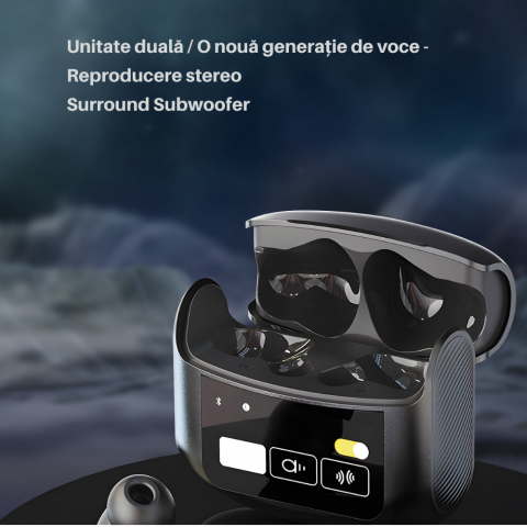 Casti Wireless Model VR06, Carcasa Ecran LCD Full HD 1.9 Inch cu 10 Functii Diferite|BT 5.3, Sunet 360° Stereo HD, Functii ANC si ENC , Difuzor 14mm, Tehnologie 6 Core| Baterie 24h Long Life, Negru [9]