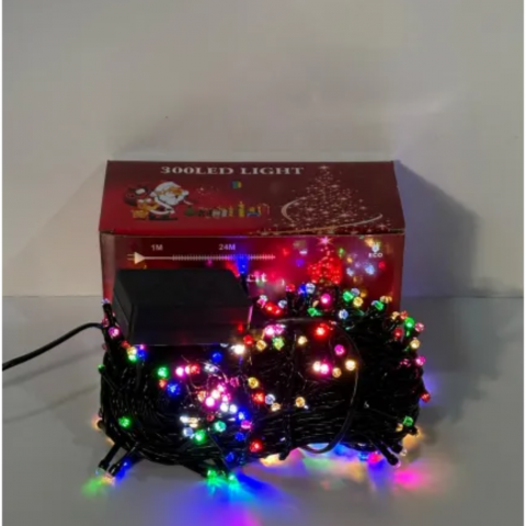 Casă & Grădină - ​​Instalatie 300 Led 25 Metri Fir Negru Bec Diamant Mic Multicolor| 8 Jocuri, Lumina Calda Exterior