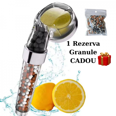 Coloane de dus & seturi de dus - Para de Dus OneLucero® cu Vitamina C, Filtru Ionic si Granule Minerale|3 Nivele de Filtrare a Apei|Functii Anti Calcar, de Economisire si Crestere al Presiunii Apei|Difuzor Inox, Usor de Instalat