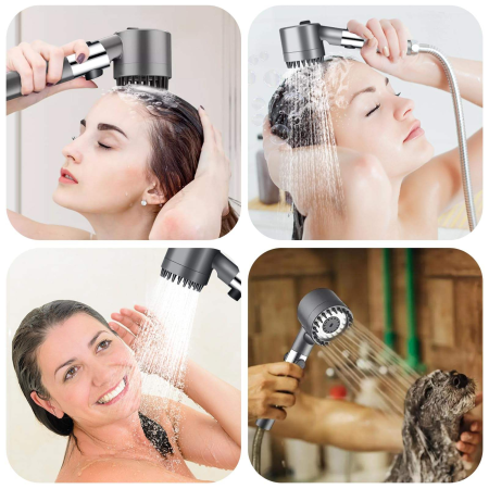 Para de Duș Premium OneLucero® TurboPressure – Filtrare Ionică, Jet de Mare Presiune, 3 Moduri de Pulverizare & Buton Stop Instant (Inox & ABS Rezistent) [2]