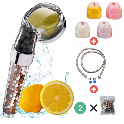 Coloane de dus & seturi de dus - para de dus premium cu vitamina c, filtru ionic, si 4 rezerve de aroma