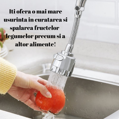 Prelungitor Baterie Chiuveta OneLucero®|3 Moduri ale Jetului de Apa, Functie Economisire apa, Flexibilitate 360°, 17 cm lungime|Potrivire pe Majoritatea Bateriilor din Piata, Instalare Usoara, Cromat [3]