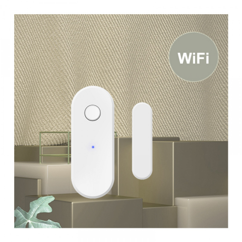 Kit-uri smart home & senzori - Senzor Magnetic Inteligent WiFi Pentru Usi si Ferestre|Control cu Aplicatia Tuya Smart, Compatibil Android/iOS, Alerte pe Mobil| Alb, Garantie 24 Luni