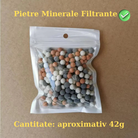 Set Granule Minerale Filtrante Format din 3 Tipuri de Pietre| Filtrare si Dedurizare Apa, Potrivire cu Para de Dus OneLucero®|Carbon Activ, Alb Portocaliu si Negru Mat [1]