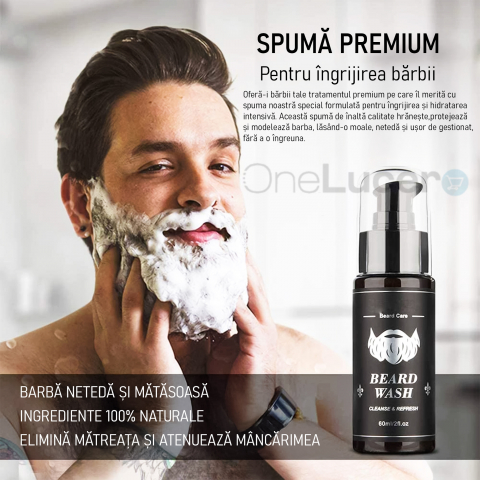 Set Premium Ingrijirea si Stimularea Cresterii Barbii| Sampon, Ser Stimulare Crestere, Ulei Hidratare, Ceara si Roller> Stimuleaza Productia de Colagen|Ingrediente Organice, Ambalaj Tip CADOU [1]