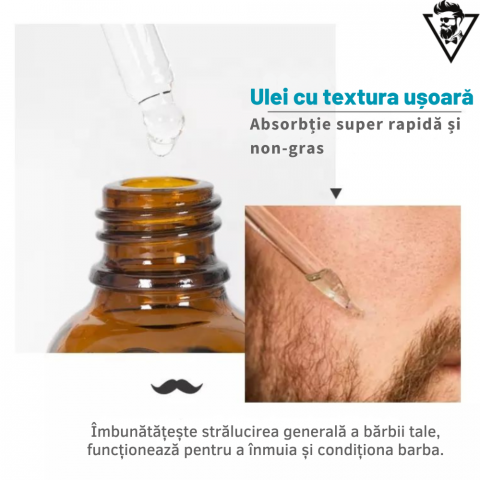 Ulei Barba Premium 30ML pentru Ingrijirea si Stimularea Cresterii Firului de Par si Previne Caderea, Tratament 1 Luna, Ingrediente Extracte Naturale [3]