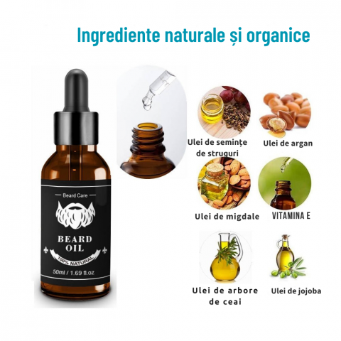 Ulei Barba Premium 30ML pentru Ingrijirea si Stimularea Cresterii Firului de Par si Previne Caderea, Tratament 1 Luna, Ingrediente Extracte Naturale [1]