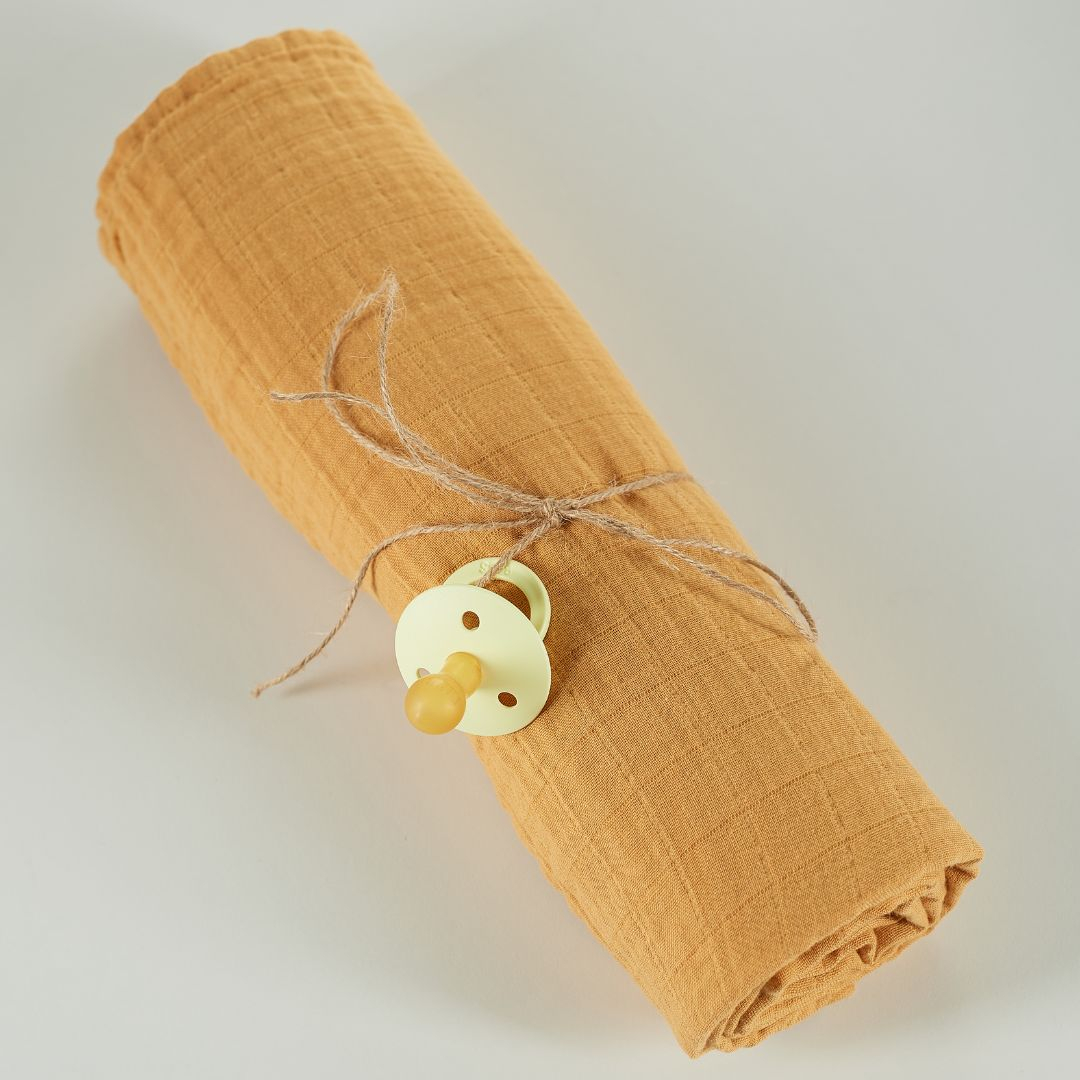 Muselina multifunctionala din bumbac 100% organic, HUG.me, Honey Gold, x1 bucata, 120 x 120 cm, certificata GOTS [5]