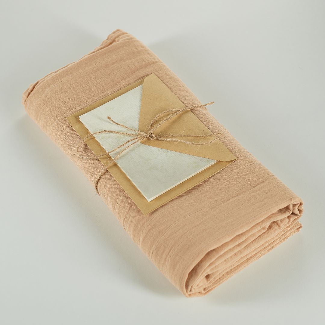 Muselina multifunctionala din bumbac 100% organic, HUG.me, Oatmeal Beige, x1 bucata, 120 x 120 cm, certificata GOTS [3]