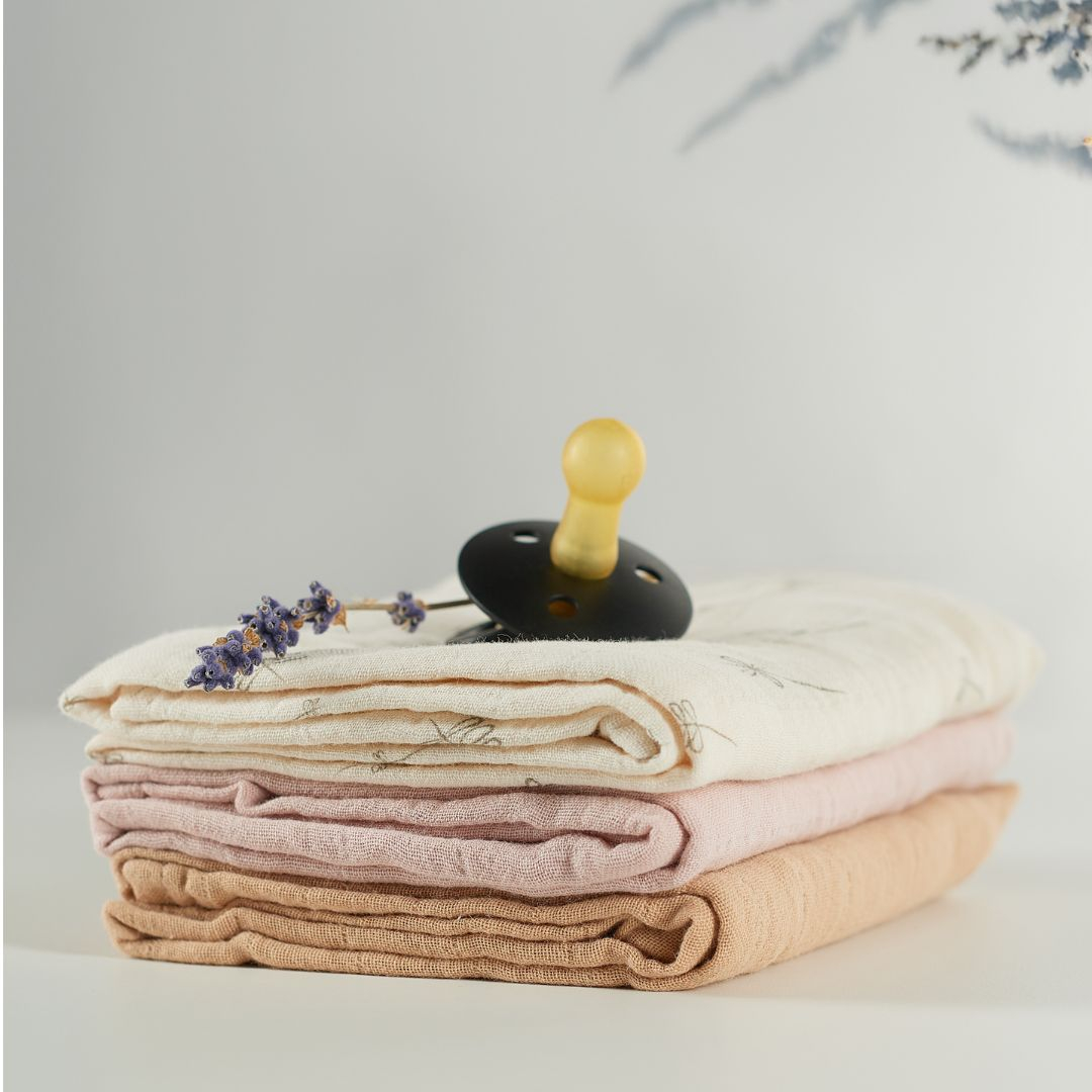 Muselina multifunctionala din bumbac 100% organic, HUG.me, Pure Bloom, x3 bucati, 60 x 60 cm, certificata GOTS [5]