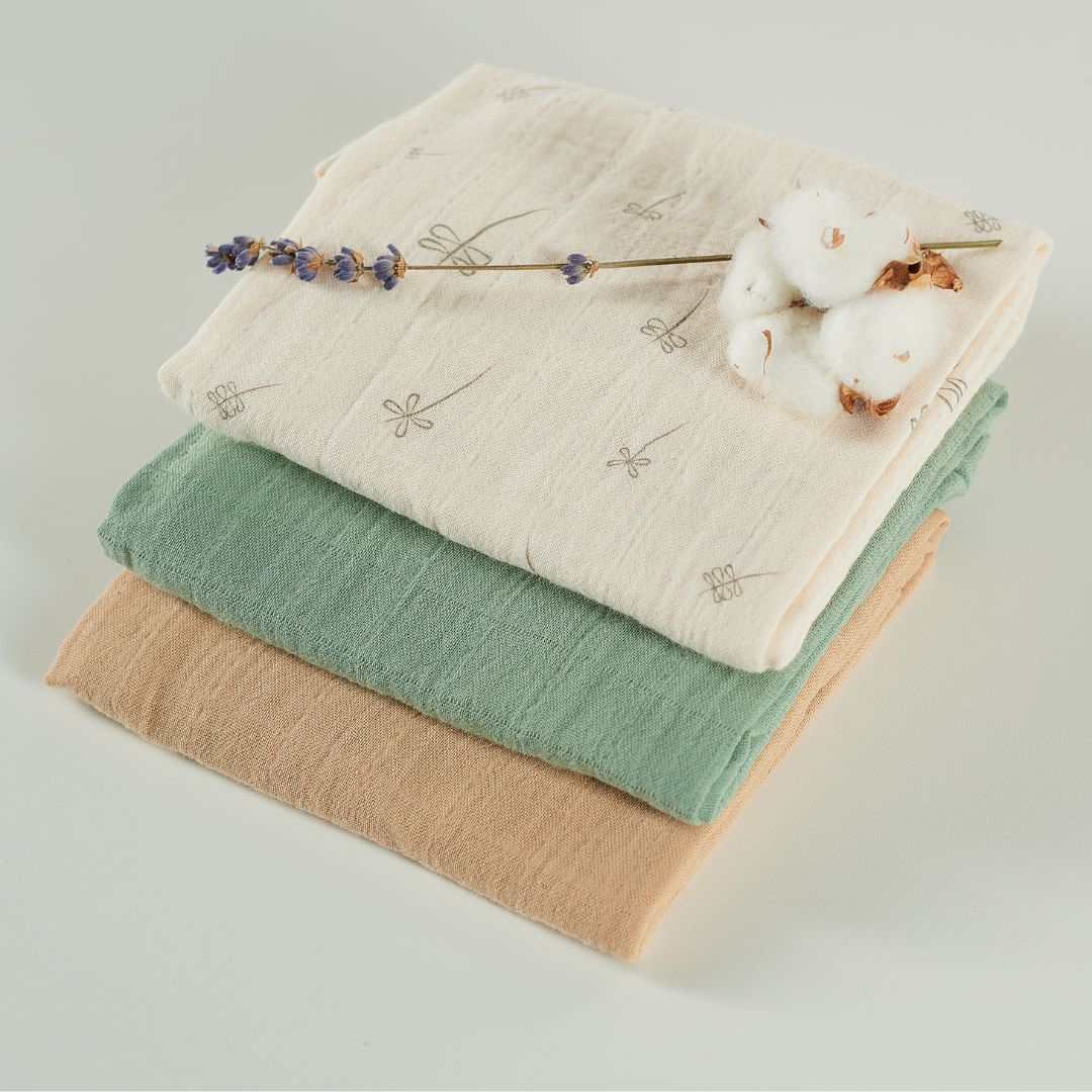 Muselina multifunctionala din bumbac 100% organic, HUG.me, Pure Nature, x3 bucati, 60 x 60 cm, certificata GOTS [6]