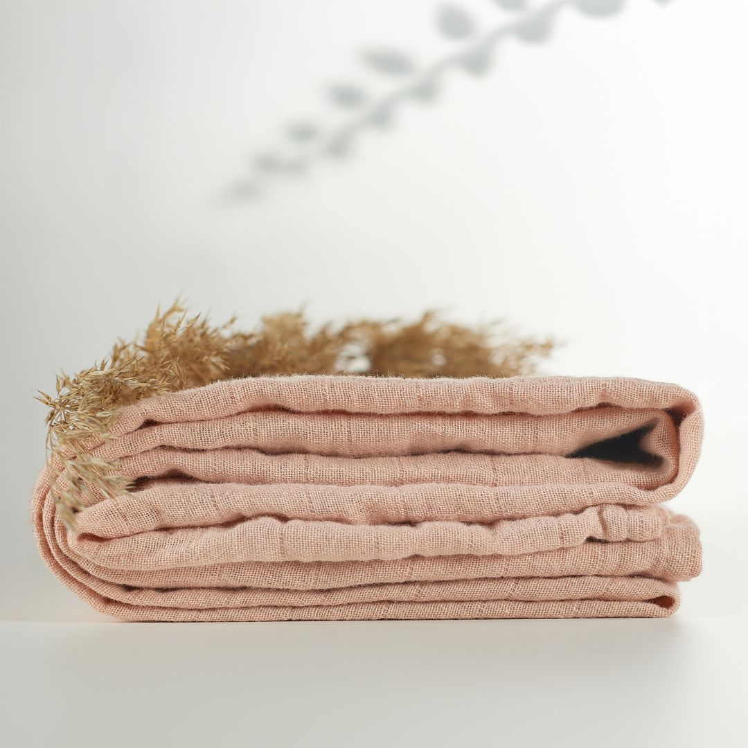 Muselina multifunctionala din bumbac 100% organic, HUG.me, Sandy Rose, x1 bucata, 120 x 120 cm, certificata GOTS [3]