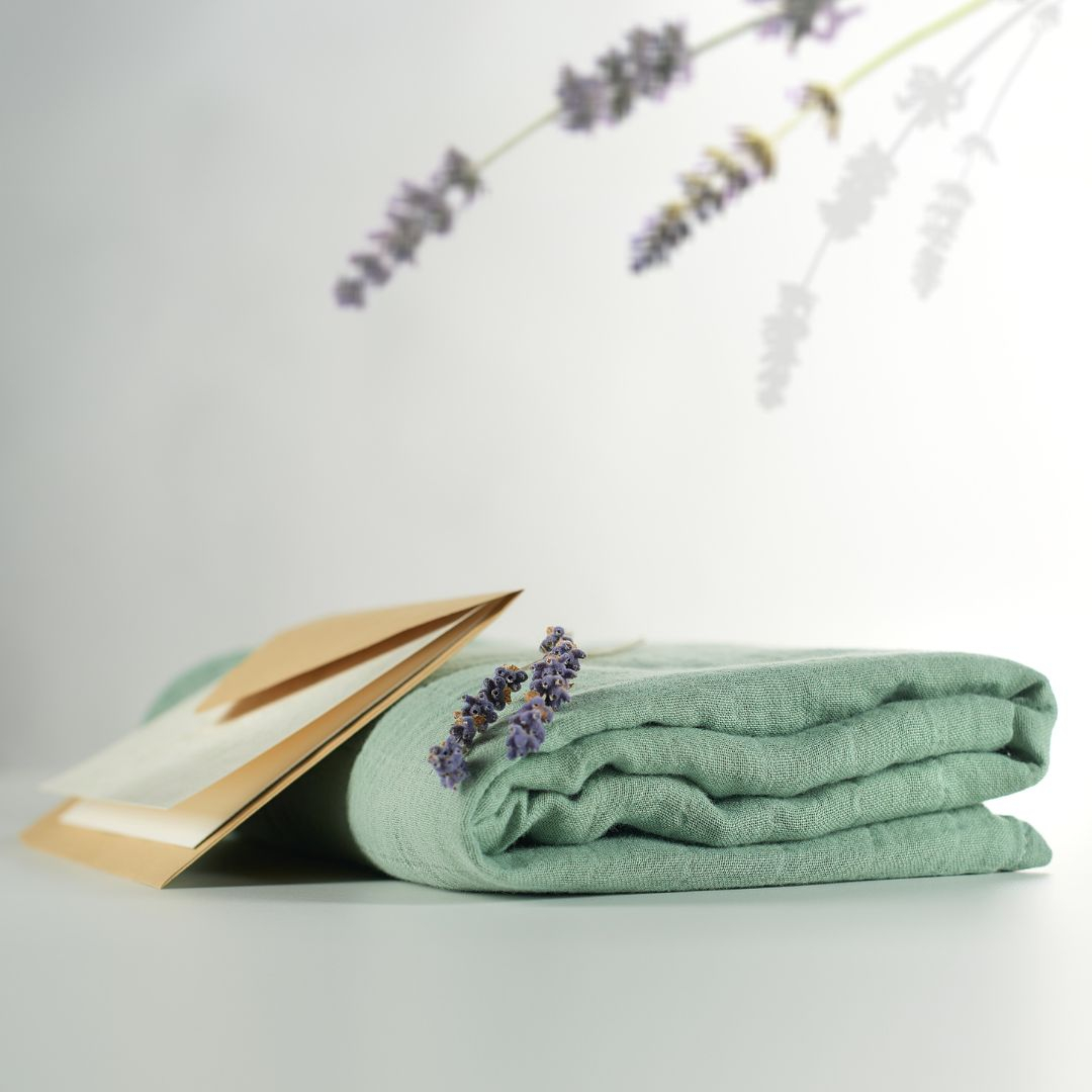 Muselina multifunctionala din bumbac 100% organic, HUG.me, Serene Green, x1 bucata, 120 x 120 cm, certificata GOTS [4]