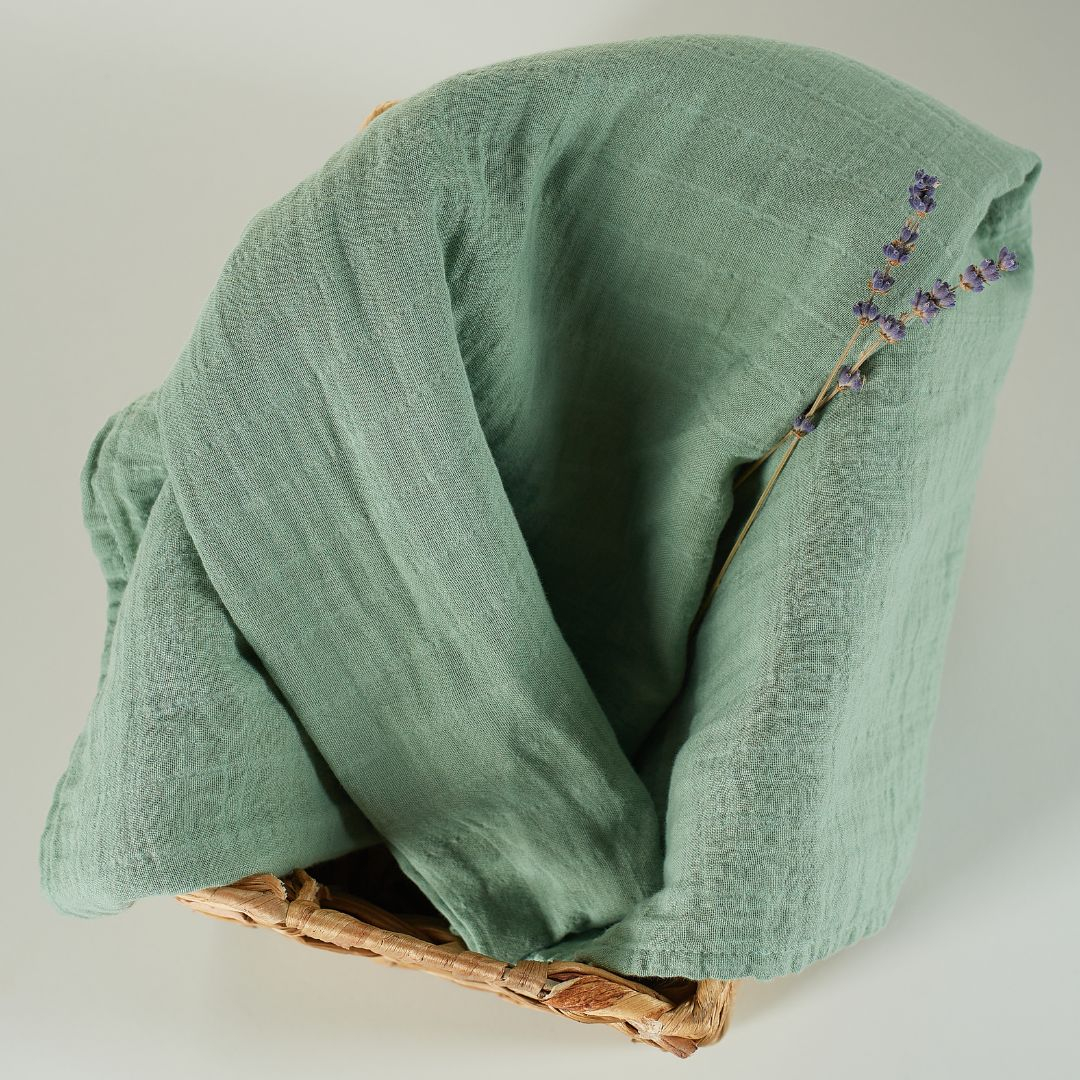 Muselina multifunctionala din bumbac 100% organic, HUG.me, Serene Green, x1 bucata, 120 x 120 cm, certificata GOTS [7]
