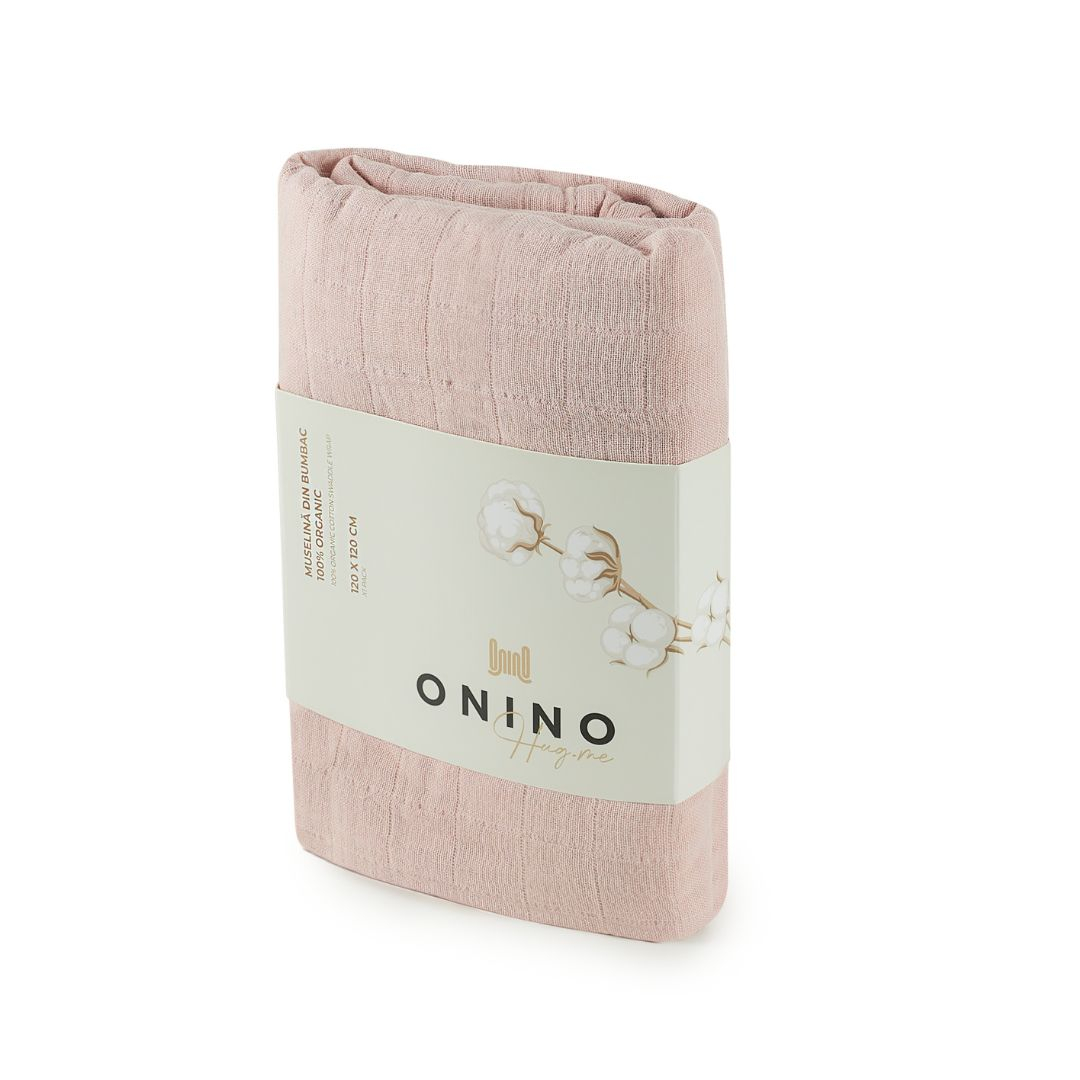 Muselina multifunctionala din bumbac 100% organic, HUG.me, Warm Peach, x1 bucata, 120 x 120 cm, certificata GOTS [6]