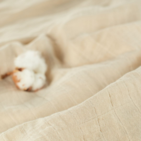 Muselina multifunctionala din bumbac 100% organic, HUG.me, Creamy Vanilla, x1 bucata, 120 x 120 cm, certificata GOTS [2]