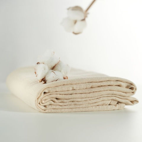 Muselina multifunctionala din bumbac 100% organic, HUG.me, Creamy Vanilla, x1 bucata, 120 x 120 cm, certificata GOTS [5]