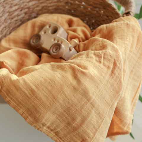 Muselina multifunctionala din bumbac 100% organic, HUG.me, Honey Gold, x1 bucata, 120 x 120 cm, certificata GOTS [11]