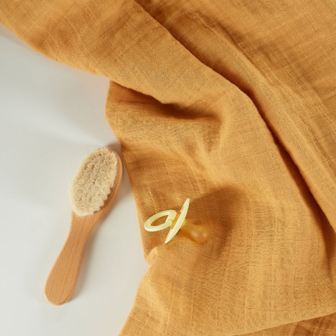 Muselina multifunctionala din bumbac 100% organic, HUG.me, Honey Gold, x1 bucata, 120 x 120 cm, certificata GOTS [1]