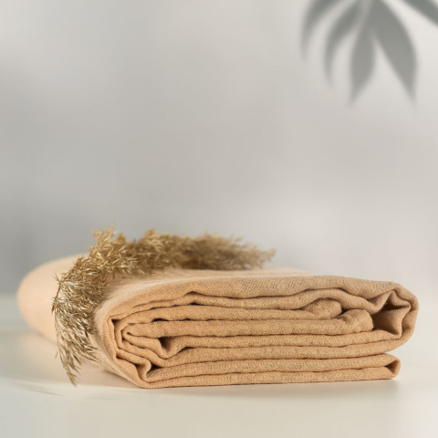 Produse - Muselina multifunctionala din bumbac 100% organic, HUG.me, Oatmeal Beige, x1 bucata, 120 x 120 cm, certificata GOTS